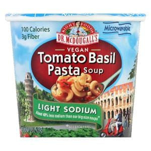 Dr. McDougall's Right Foods Soup Cups  Light Sodium  Tomato Basil Pasta - 6 x 1.3 ozs.