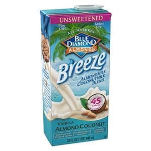 Blue Diamond Almond Coconut Breeze  Unsweetened Vanilla - 12 x 32 ozs.