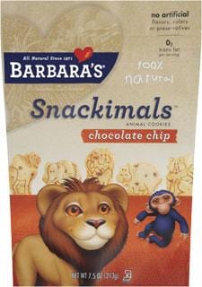 Barbara's Bakery Snackimals Chocolate Chip - 6 x 7.5 ozs.