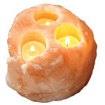 Ancient Secrets Himalayan Natural Rock 3 Hole 5-8 lbs Salt Tea Light Holders