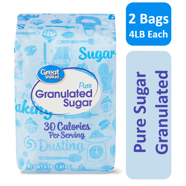 (2 Pack) Great Value Pure Cane Sugar  4 lb