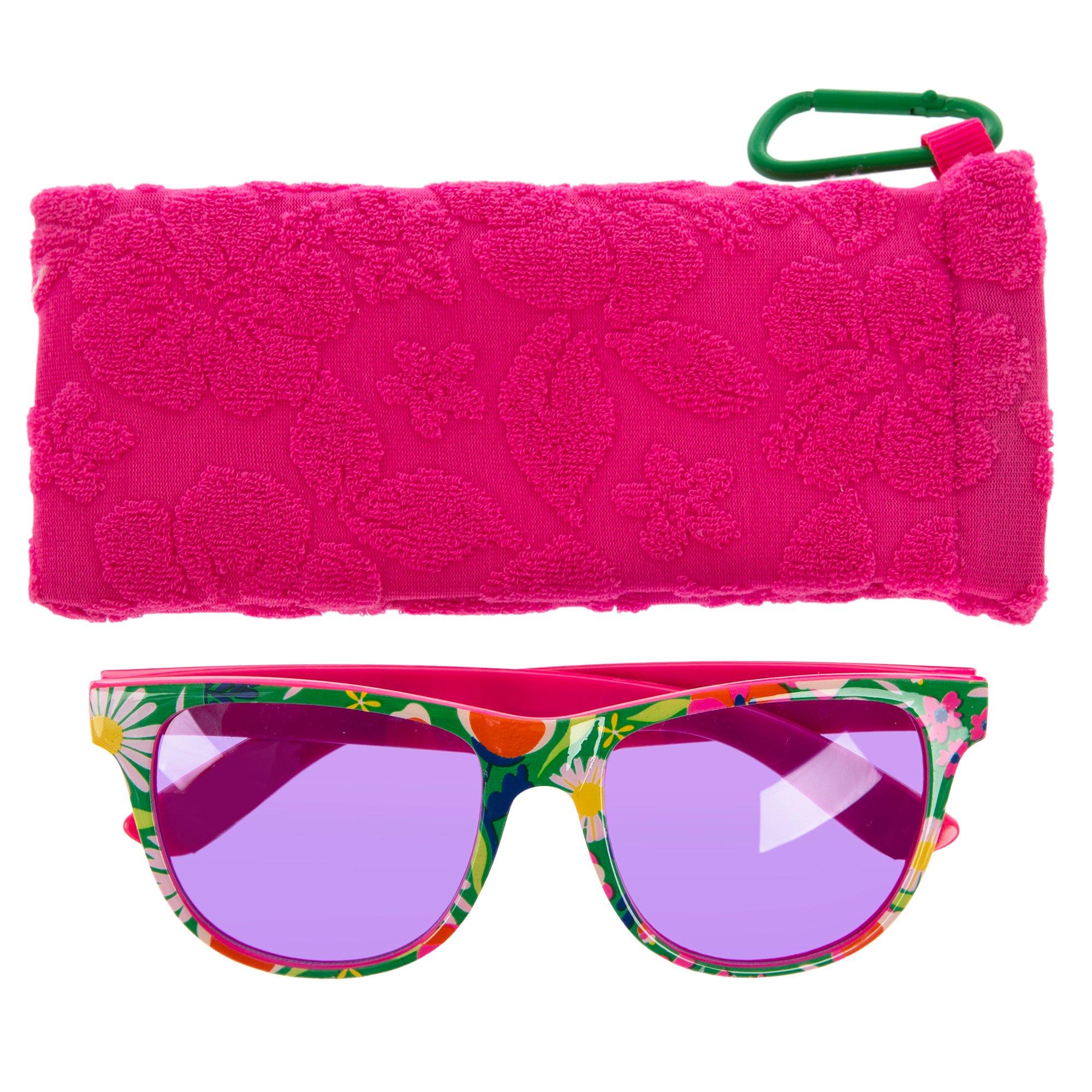 Floral Sunglasses With Pink Case