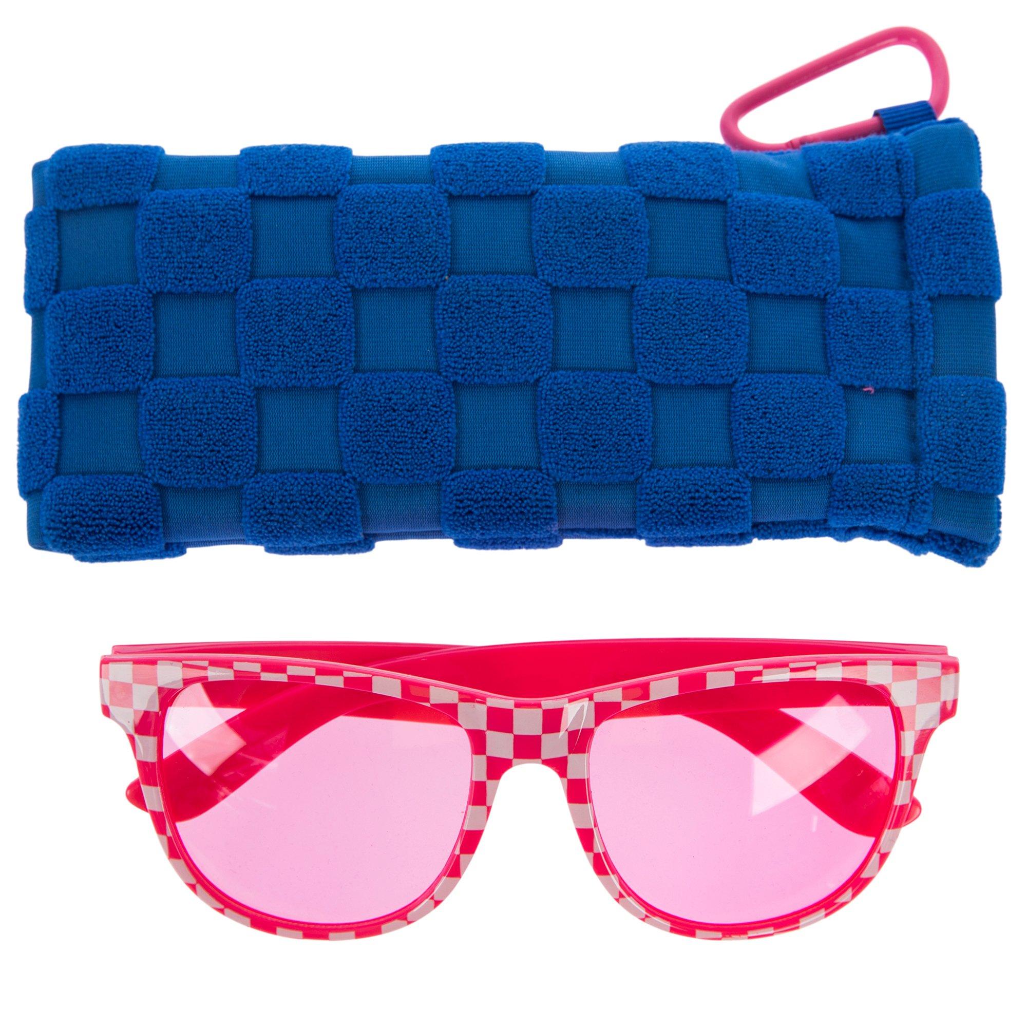 Checkerboard Glasses With Blue Case