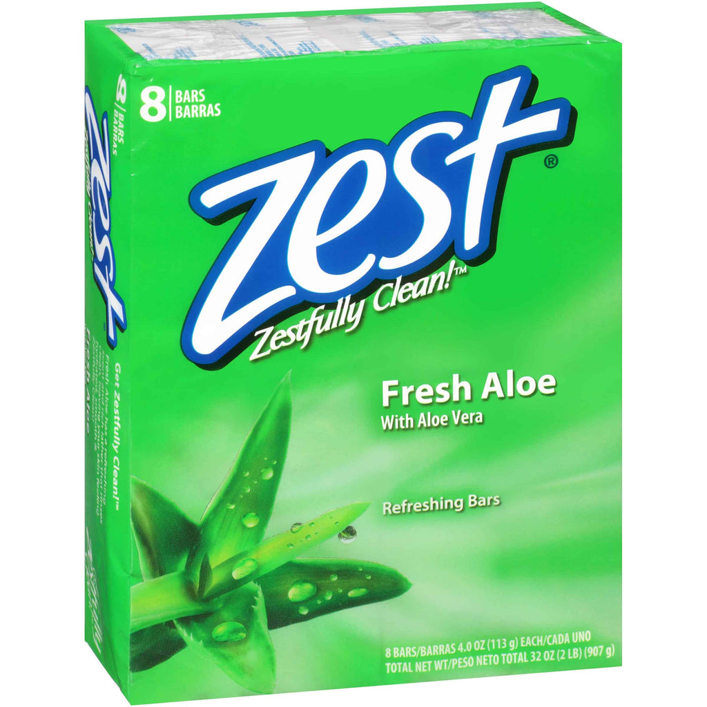 (2 pack) Zest Fresh Aloe Refreshing Bar Soap  4 oz  8 count