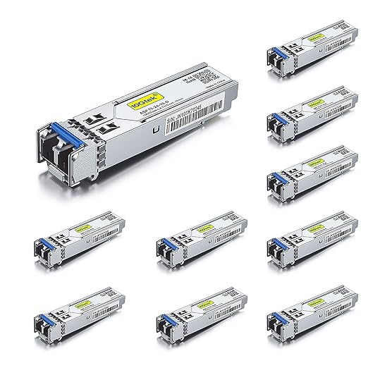 10Gtek 1.25G SFP 1000Base-LX Transceiver  1310nm SMF Fiber Optic Module  up to 10 km  for Cisco GLC-LH-SMD/GLC-LH-SM/SFP-GE-L  Meraki MA-SFP-1GB-LX10  Ubiquiti UniFi UF-SM-1G  Fortinet  Pack of 10