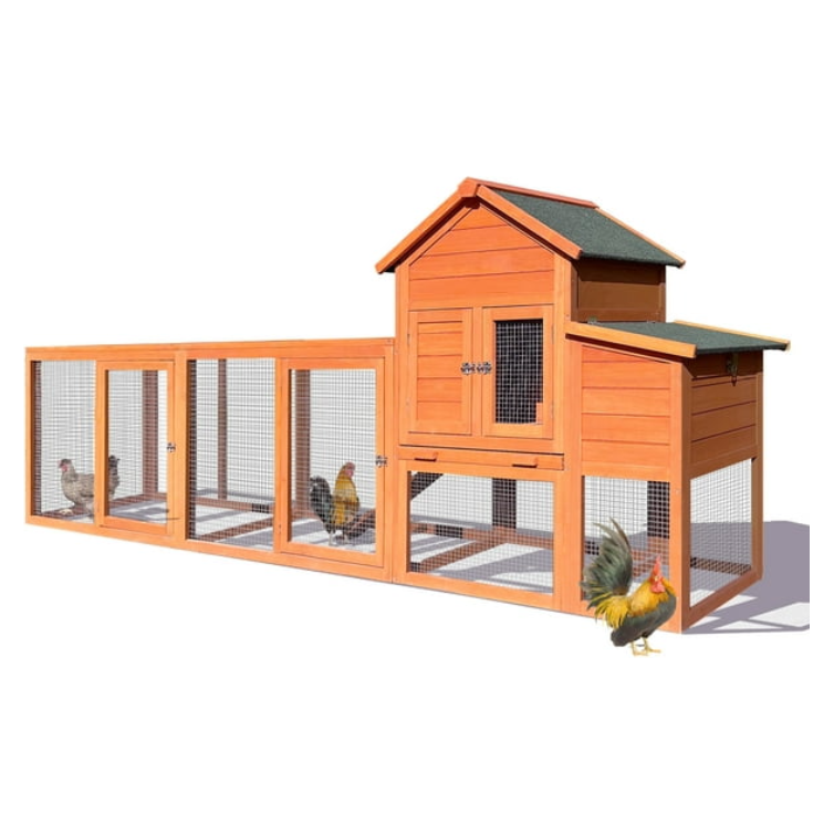 122＂Outdoor Poultry Cage  Large Wooden Chicken Coop Outdoor Hen House with Nest Box  Weatherproof Coops for 6-8 Chickens