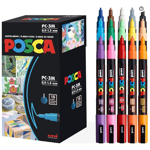 15 Posca Paint Markers  3M Fine Posca Markers of Acrylic Paint Penswith Reversible Tips | Posca Pens for Art Supplies  Fabric Paint  Fabric Markers  Paint Pen  Art Markers