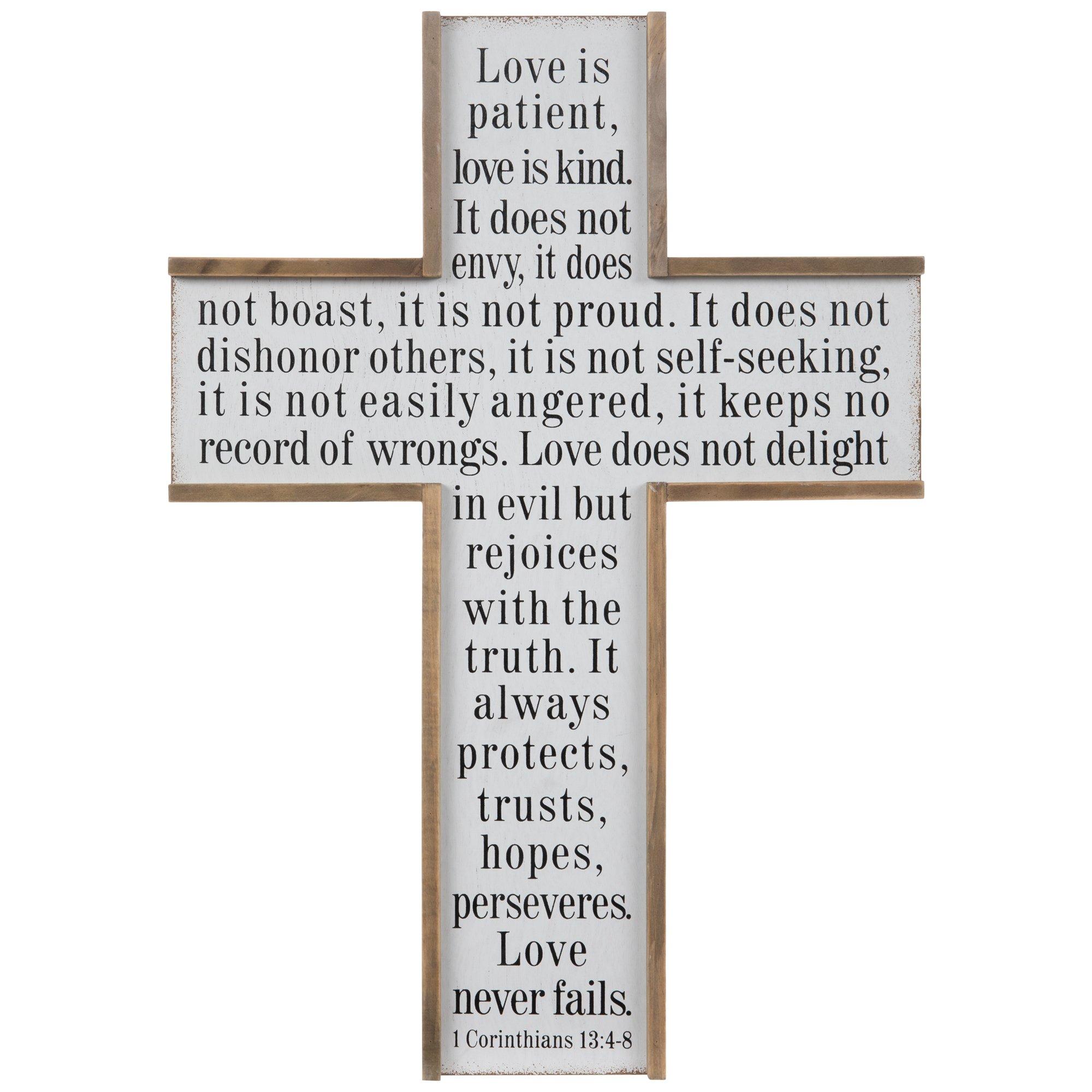 1 Corinthians 13:4-8 Wood Wall Cross