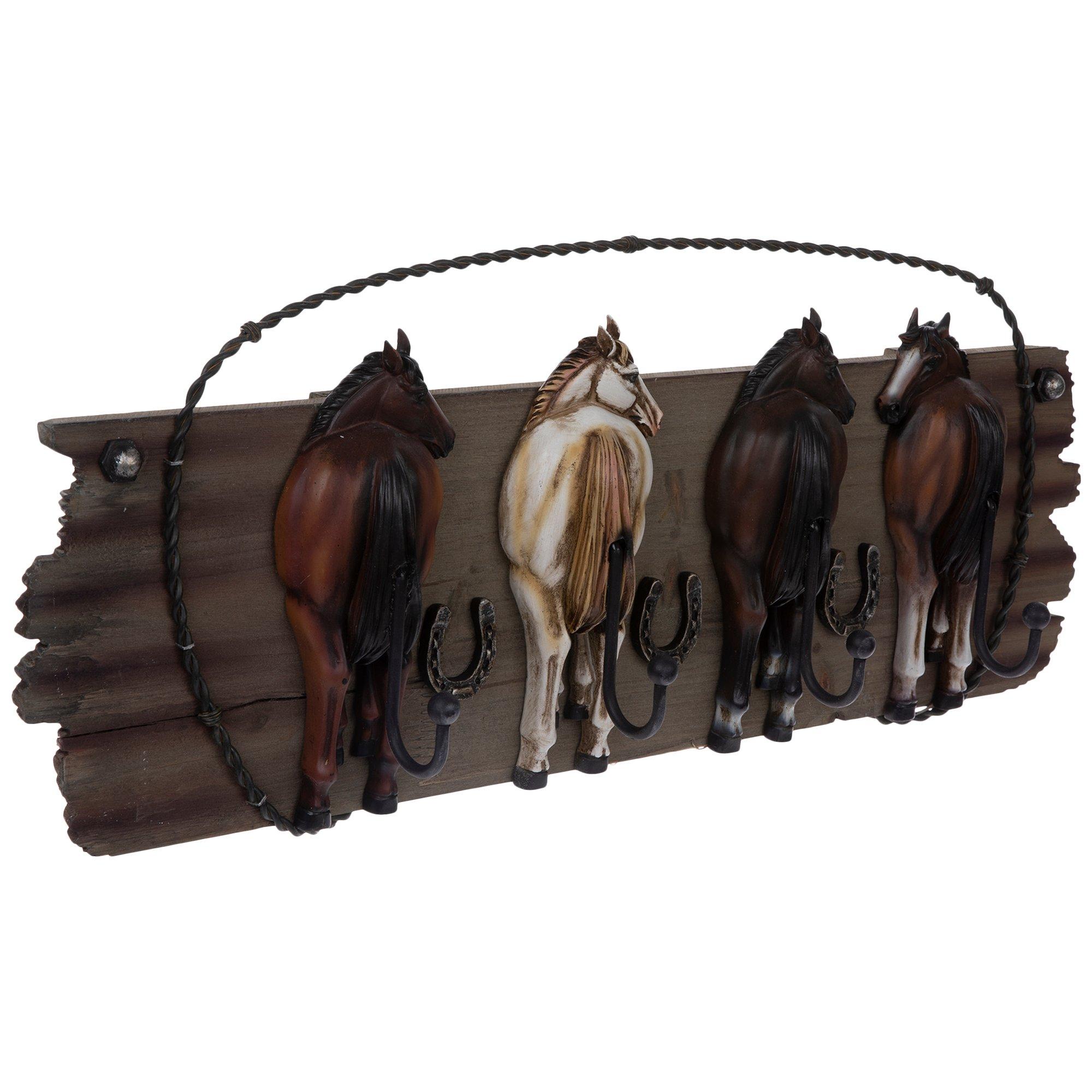 Horse Wood Wall Decor With Hooks